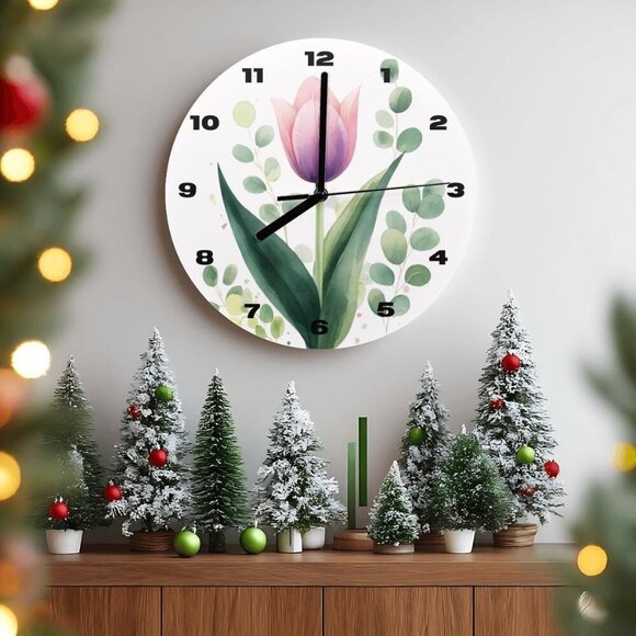 Elegant Tulip-Inspired Floral Wall Clock: Modern Timepiece for Home Decor - Picture 6 of 7